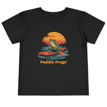 Sunset Frog Paddle Board Explorer Toddler Tee "Skate & Paddle Frogs™  on a transparent background