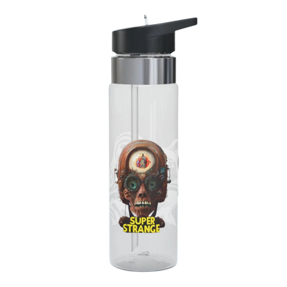 Super Strange 20oz Water Bottle | Clear Tritan™ | Mystical Adventure Hydration Clear water bottle with a character design and 'Super Strange' text on a white background
