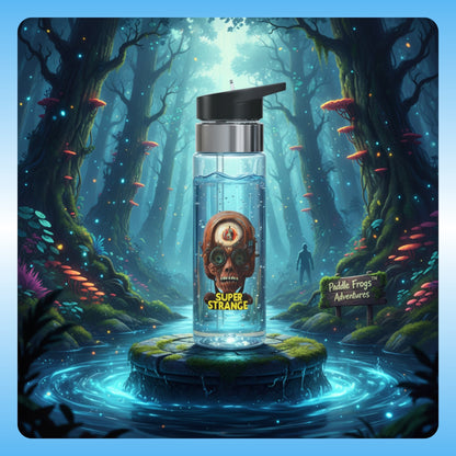 Paddle Frogs™ Super Strange 20oz clear Tritan™ water bottle. Spill-resistant & BPA-free for mystical adventures. Hydrate wisely!