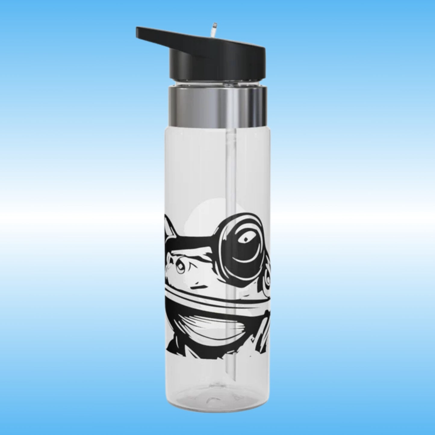 Super Strange Paddle Frogs crystal clear water bottles (Frog side)