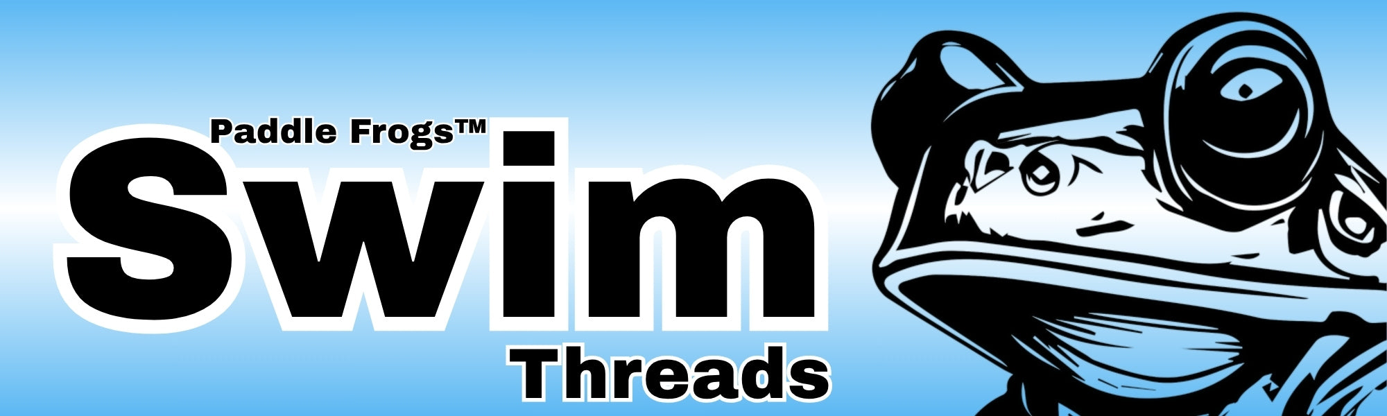Logo of Paddle Frogs Swim Threads with a frog character on a blue background