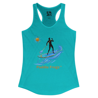 Tahiti and Gold Ladies Paddleboarding tank top Racerback by Paddle Frogs on a transparent background
