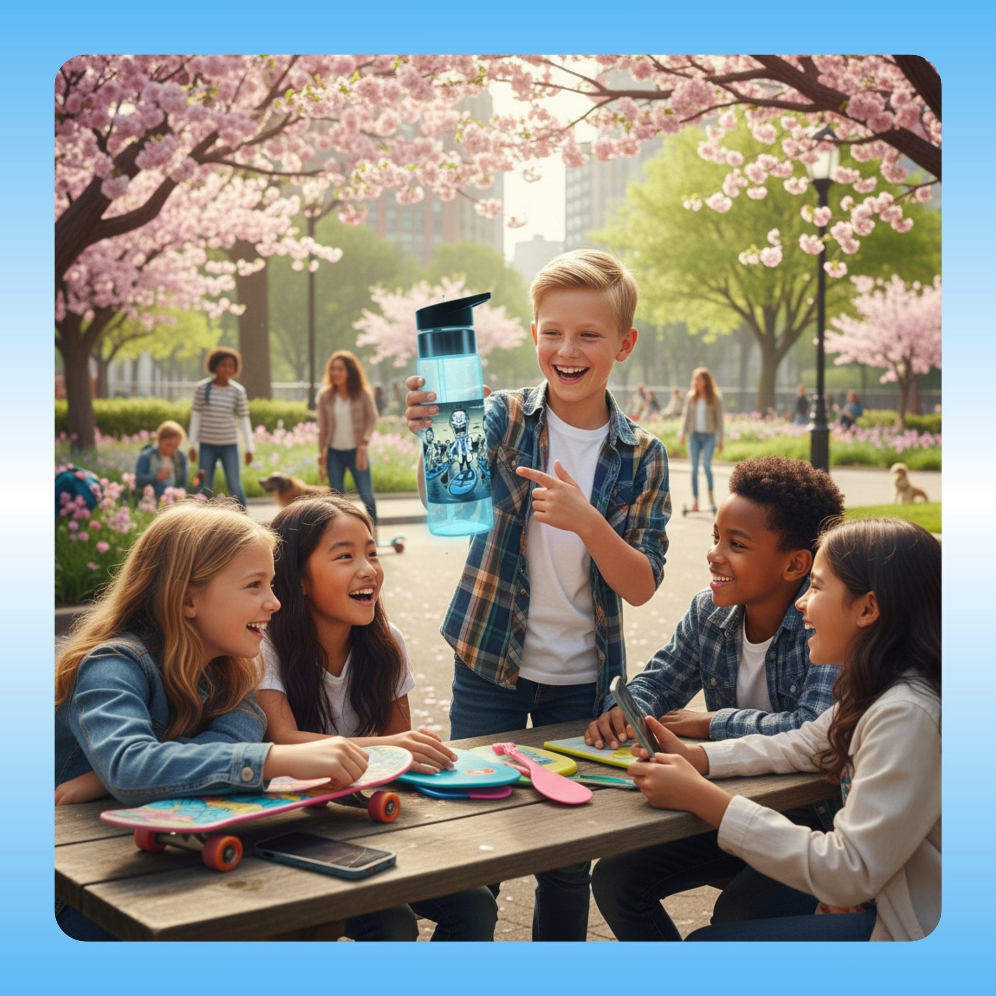 The Clowns | Crystal Clear Water Bottle | Paddle Frogs Outdoor Gear Children playing with a water bottle in a park setting