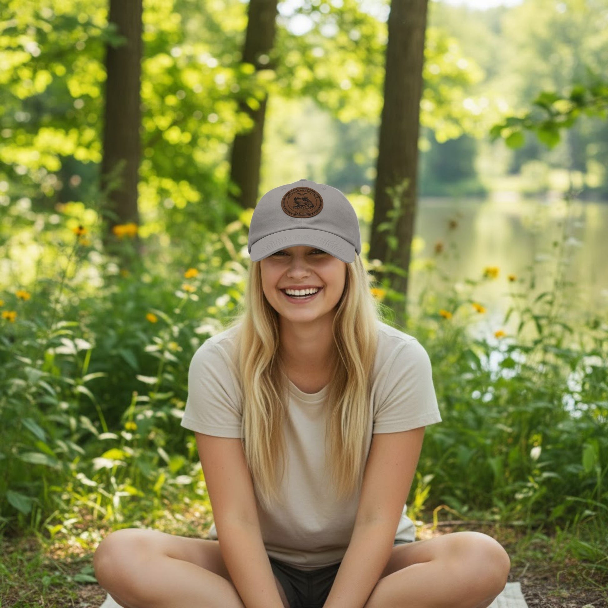 The Marsh Mariner's Cap: Paddle Frogs™ Grey color sitting crisscross applesauce