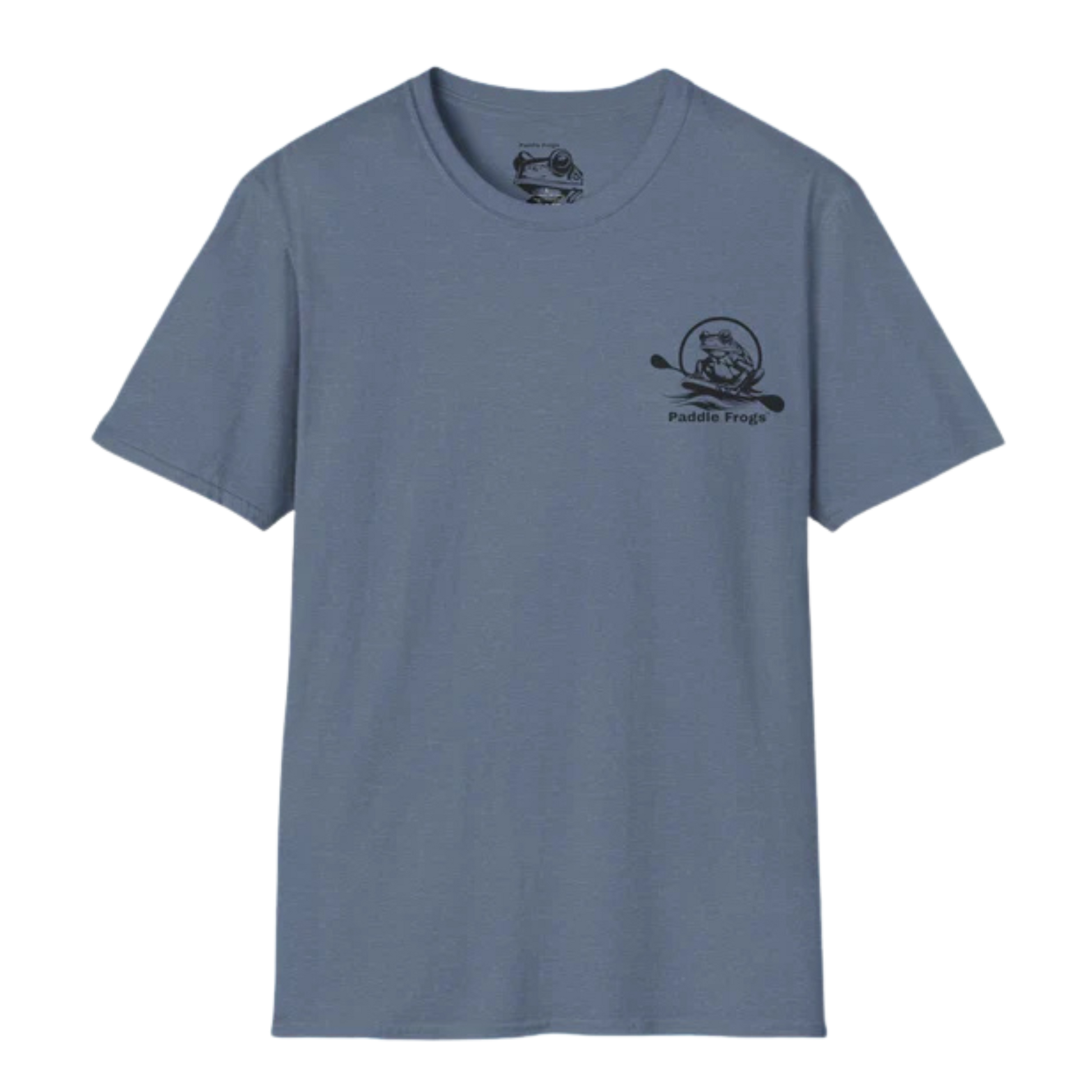 The River's Companion Tee: A Paddle Frog's Ode to the Current Heather Indigo