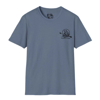 The River's Companion Tee: A Paddle Frog's Ode to the Current Heather Indigo