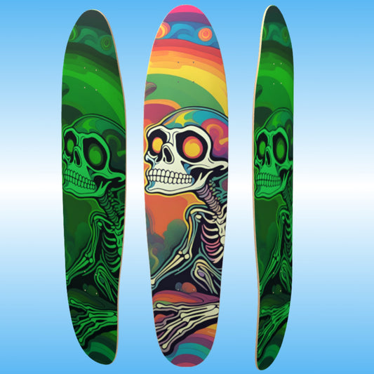 Thoughts of Space - Paddle Frogs -  Glow in the darkLongboard skateboard deck