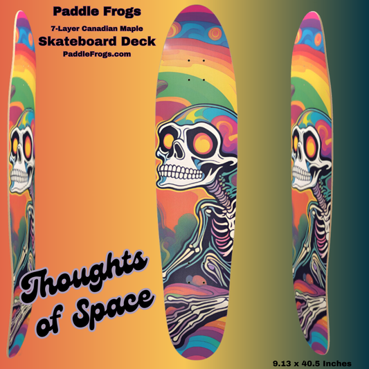 Thoughts of Space a skeleton with a swirling, colorful brain, inviting you to ponder the mysteries of the universe