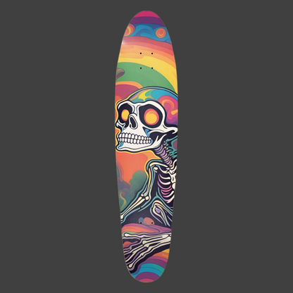 Thoughts of Space a skeleton with a swirling, colorful brain, inviting you to ponder the mysteries of the universe Longboard Skateboard Deck Paddle Frogs