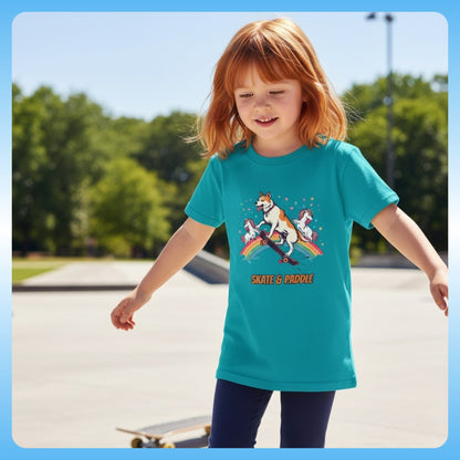 Tropical Blue The Dog Who Skated with Unicorns (A Kids' Dream Tee) Paddle Frogs Skate & Paddle collection