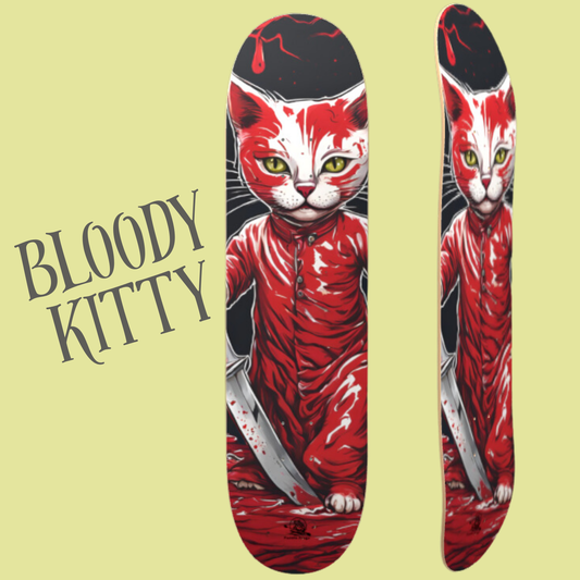 Unleash your inner feline with the Bloody Kitty popsicle cruiser skateboard deck