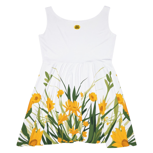 Paddle Frogs Skate & Paddle white with yellow flowers skater dress | Backside