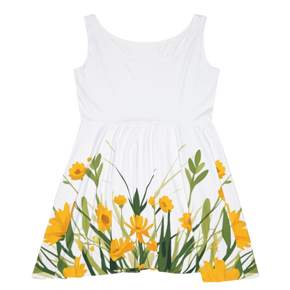 White dress with yellow floral pattern on a Paddle Frogs Outdoor Gear Skate & Paddle skater dress
