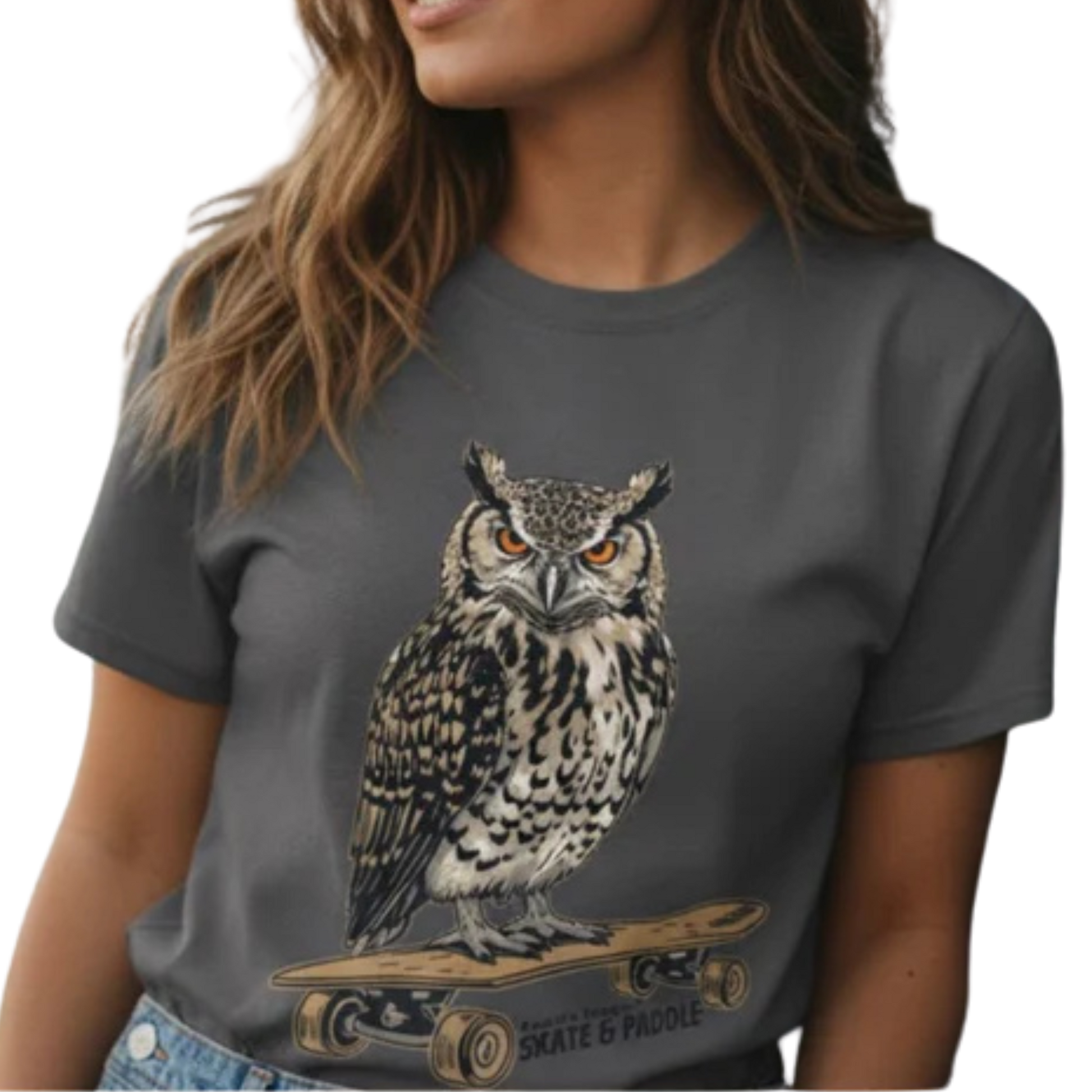 Wise Owl's Skate & Paddle Tee - Paddle Frogs™ on a transparent background