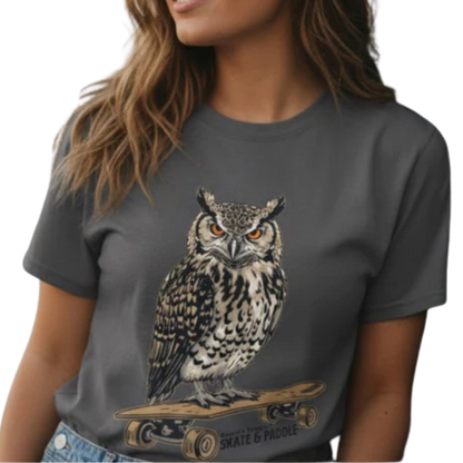 Wise Owl's Skate & Paddle Tee - Paddle Frogs™ on a transparent background