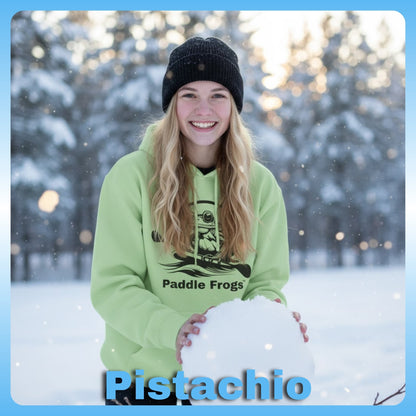 Woman wearing Pistachio Green | Paddle Frogs™ Soft Fleece Hoodie: Soft Fleece, Wild Soul (12 Colors) 