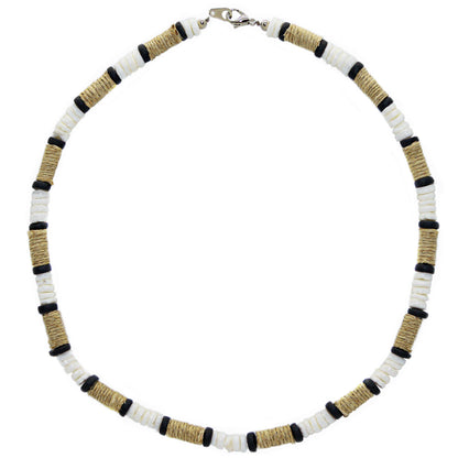 Men's Natural Puka Shell & Wrapped Hemp Surfer Choker (18-Inch)