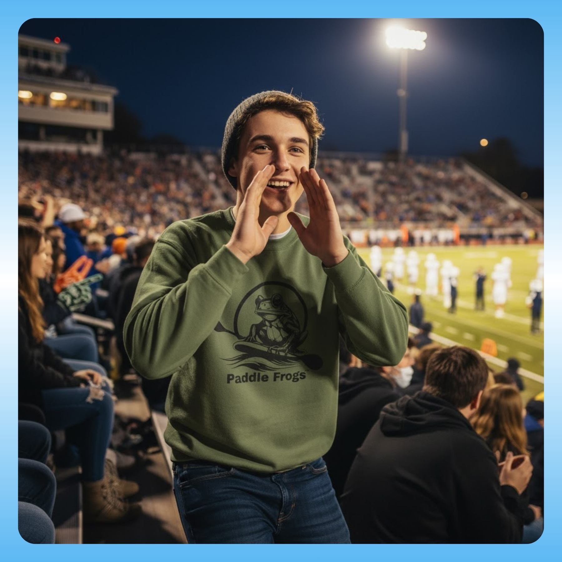 at the high school football game - Original Pullover | Paddle Frogs™ Sweatshirt paddle boarding frog 