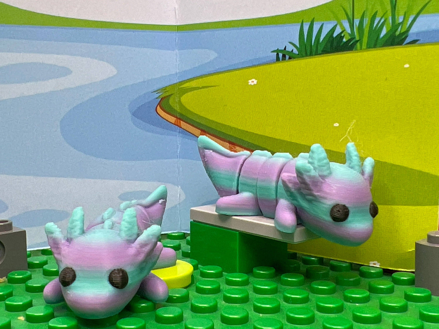 Adorable Axolotl Pocket Fidget Friend (with Colorful Play Scene)