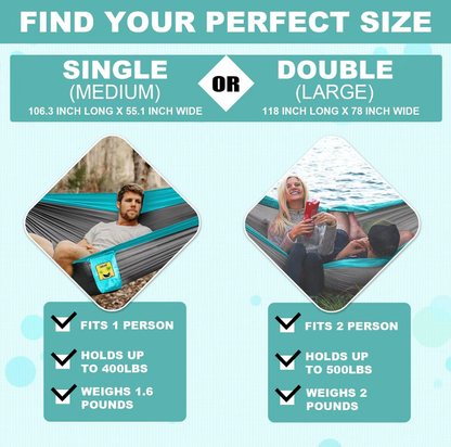 Lightweight Camping Hammock with Tree Straps | Single & Double