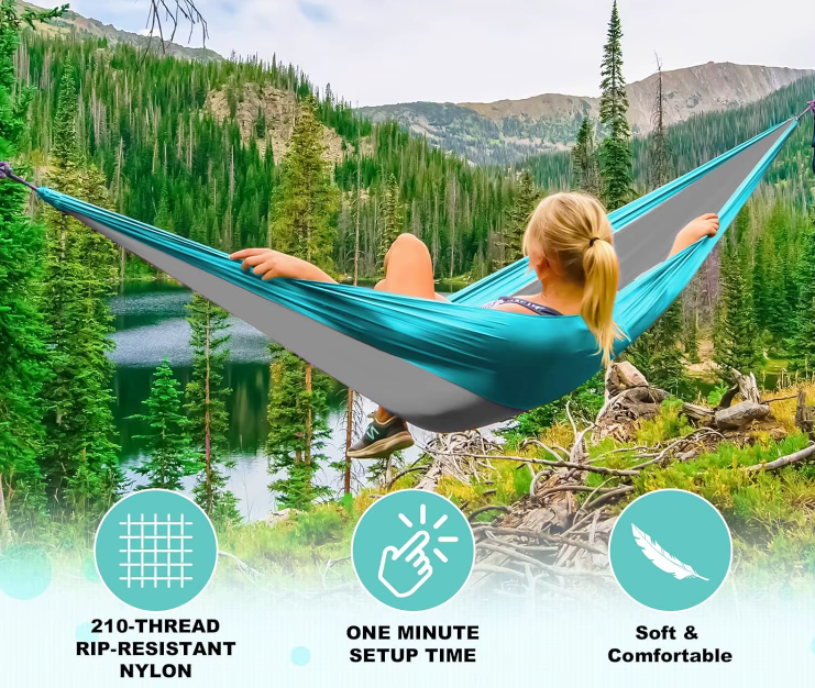 Lightweight Camping Hammock with Tree Straps | Single & Double