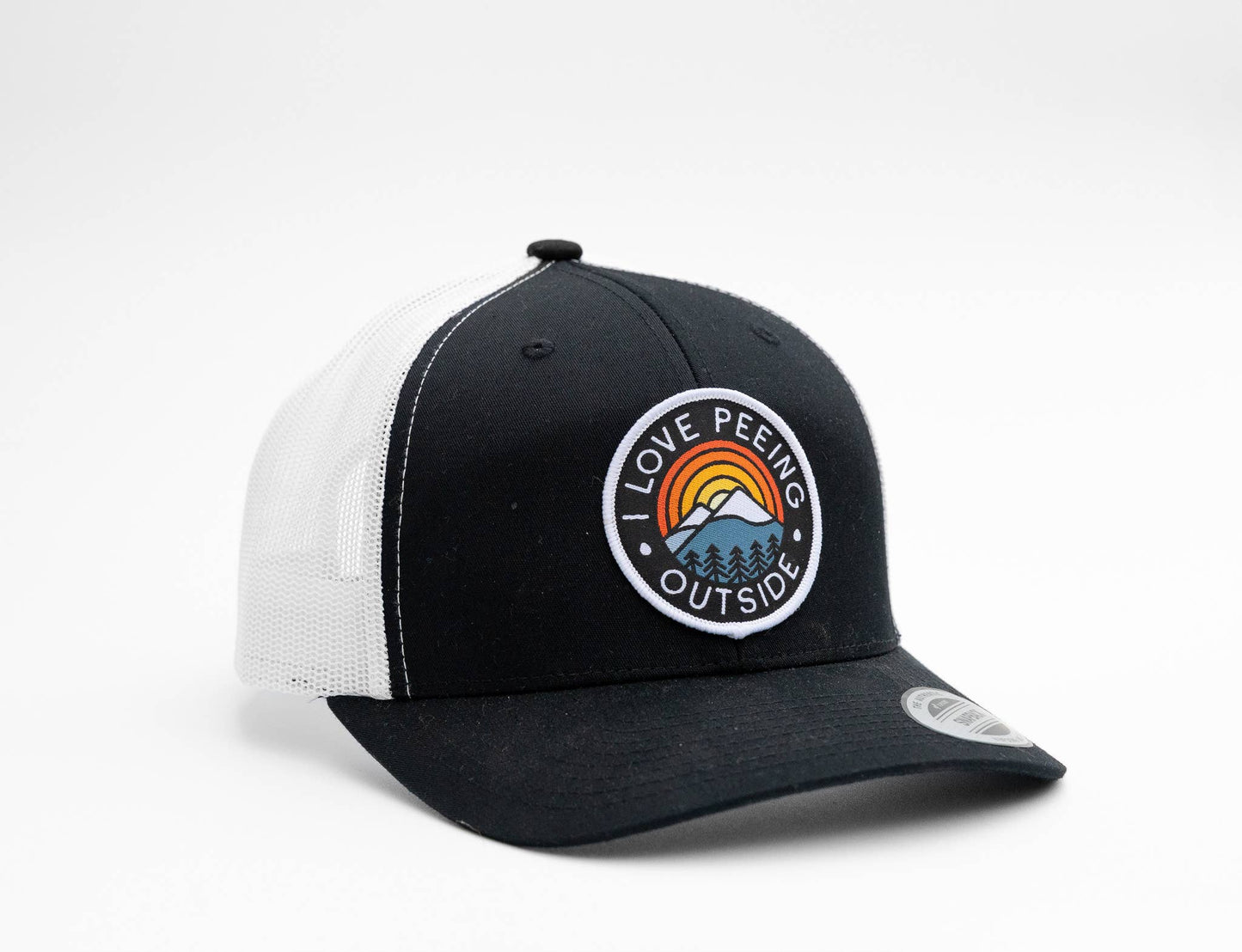 I Love Peeing Outside Trucker Hat - Slate Blue and Silver