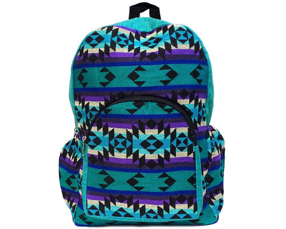 Backpack with a geometric pattern on a white background