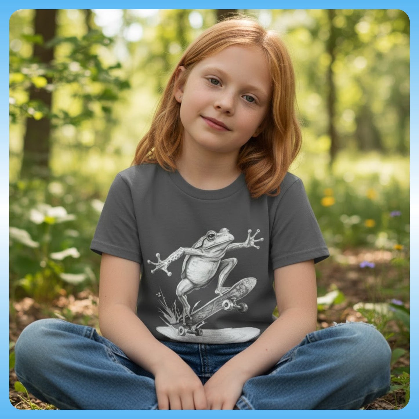 crisscross applesauce Ollie Frog: Kids/Youth Skater Tee in Asphalt Gray Paddle Frogs™