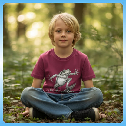 crisscross applesauce Ollie Frog: Kids/Youth Skater Tee in Berry color Paddle Frogs™