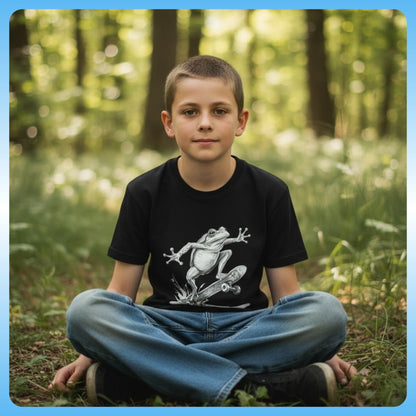 crisscross applesauce Ollie Frog: Kids/Youth Skater Tee in Black by Paddle Frogs™