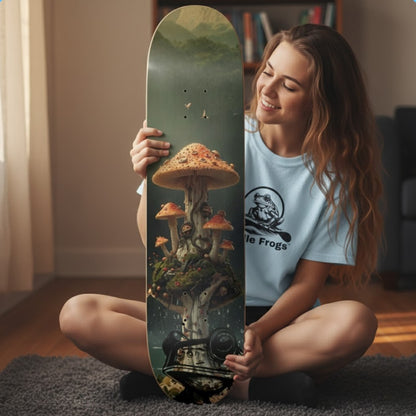crisscross applesauce with the Deep in Magic Mushroom Forest | 8-Inch Popsicle Skateboard Deck | Paddle Frogs™