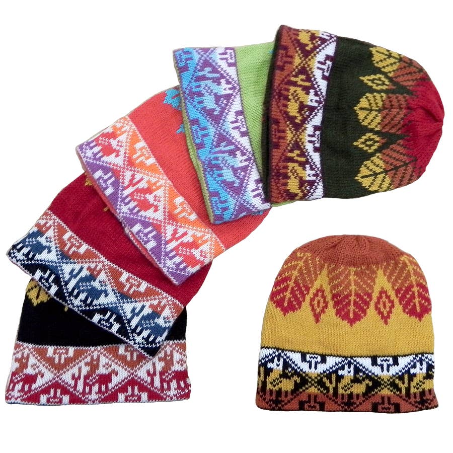Multicolored Tribal Ethnic Design Winter Knit Beanie Hat