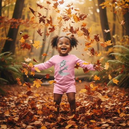 dancing in the autumn forest leaves - Skate Jam Long Sleeve Tee: Ollie Frog Kids Shirt by Paddle Frogs™ 
