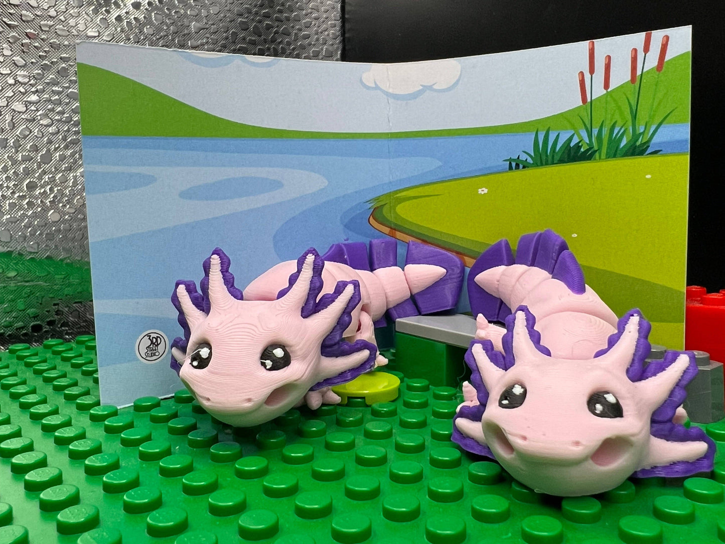 Adorable Axolotl Pocket Fidget Friend (with Colorful Play Scene)