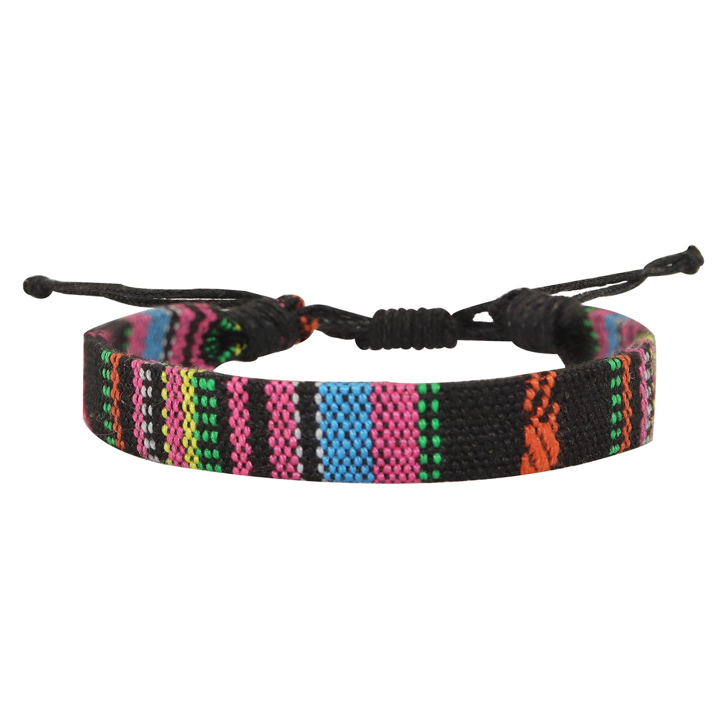 Unisex Hand-Woven Flat Boho Bracelet - Black (USA Made)