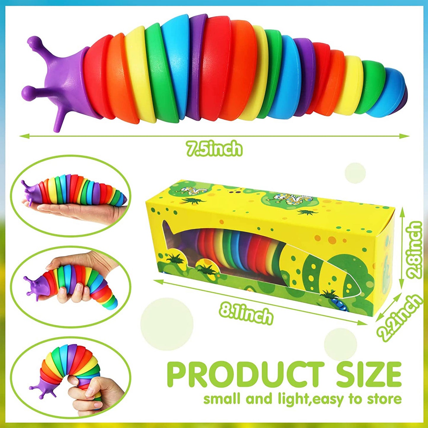 Rainbow Sensory 3D Fidget Slug Kids Toy