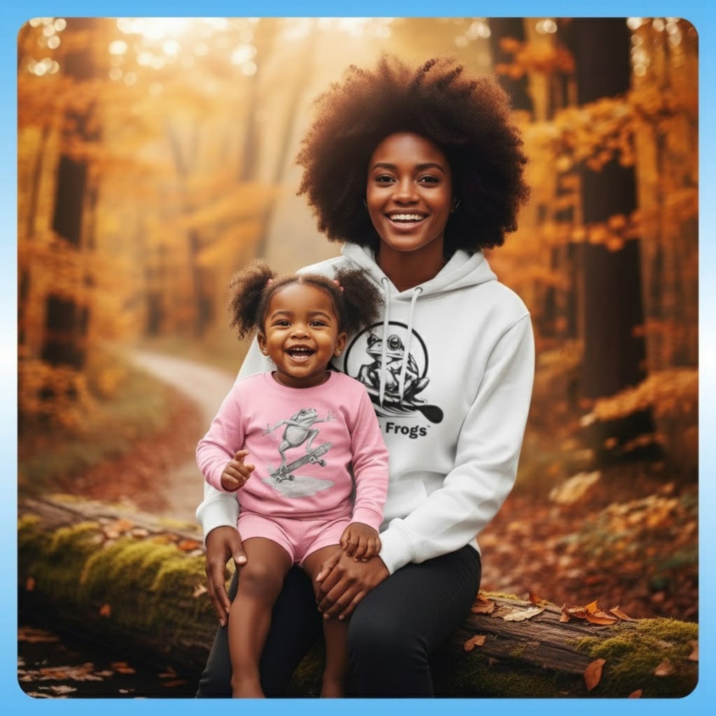 light pink sitting on moms lap - Skate Jam Long Sleeve Tee: Ollie Frog Kids Shirt by Paddle Frogs™ 