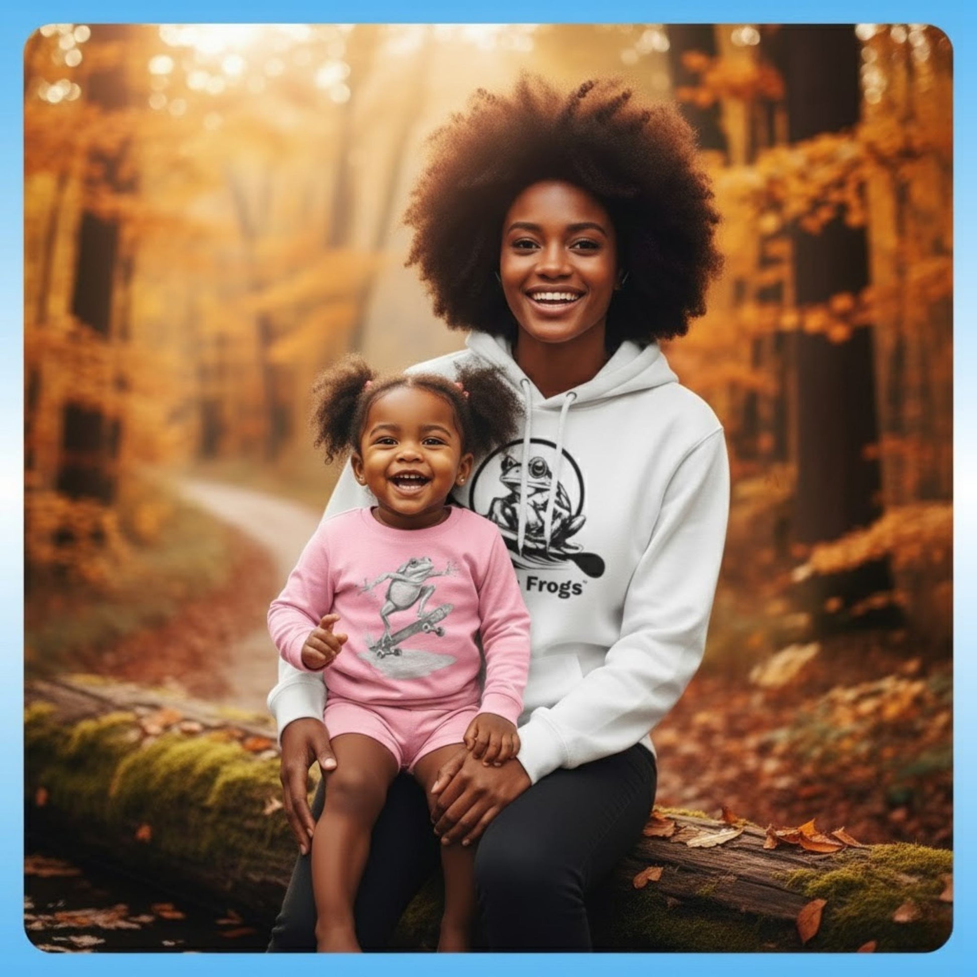 light pink sitting on moms lap - Skate Jam Long Sleeve Tee: Ollie Frog Kids Shirt by Paddle Frogs™ 