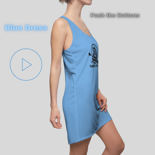 Blue Summer Dress - Swim Cover Up Dress sportswear Sports Dress Racerback Dress Paddle Sports Gear Paddle Frogs Merch Paddle Frogs Design Paddle Frogs Outdoor Clothing Outdoor Adventure