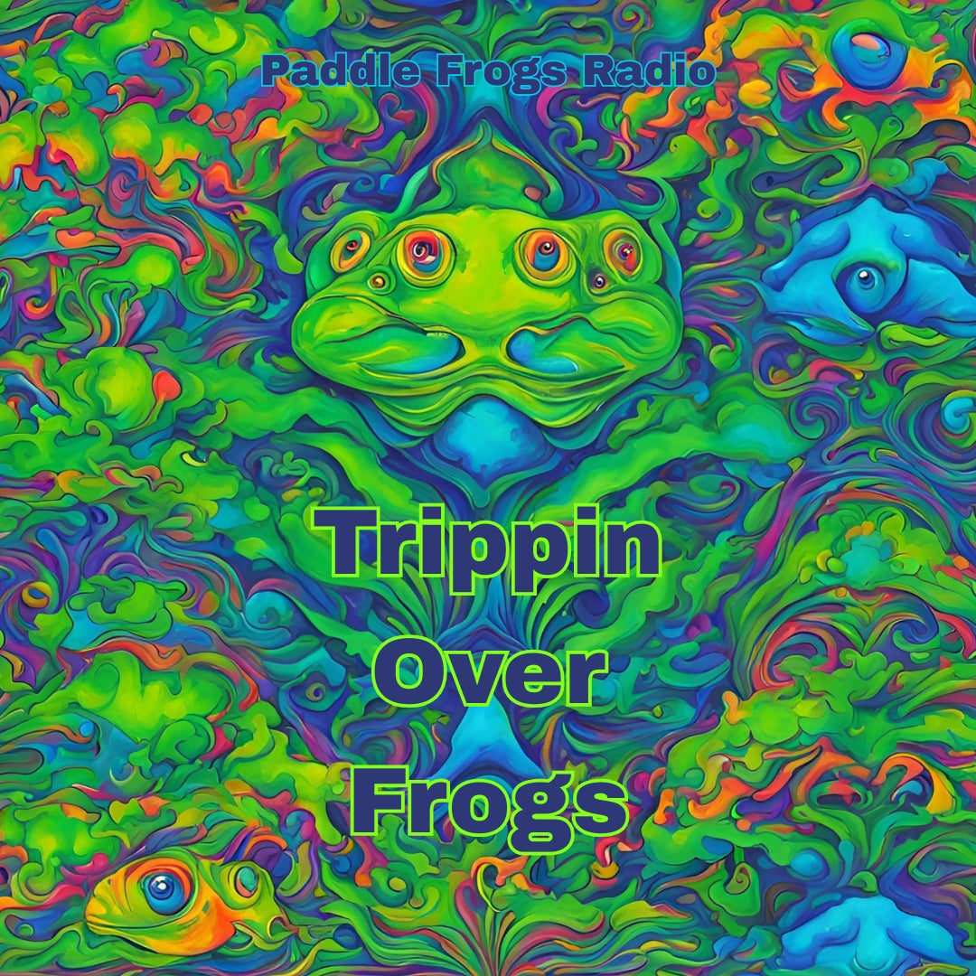 Trippin over Frogs, Dress - Paddle Frogs Radio - Summer Skater Dress with green blue purple and Frogs