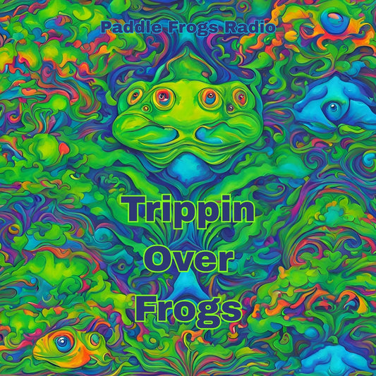 Trippin over Frogs, Dress - Paddle Frogs Radio - Summer Skater Dress with green blue purple and Frogs