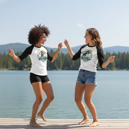 two ladies dancing at the kayak boat dock wearing Rottweiler Paddleboarding tee by Paddle Frogs