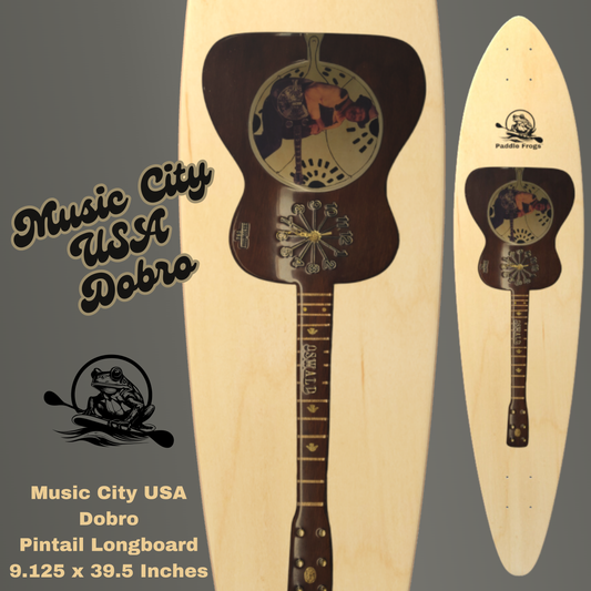 xperience the soul of Music City with the Music City USA Dobro pintail longboard